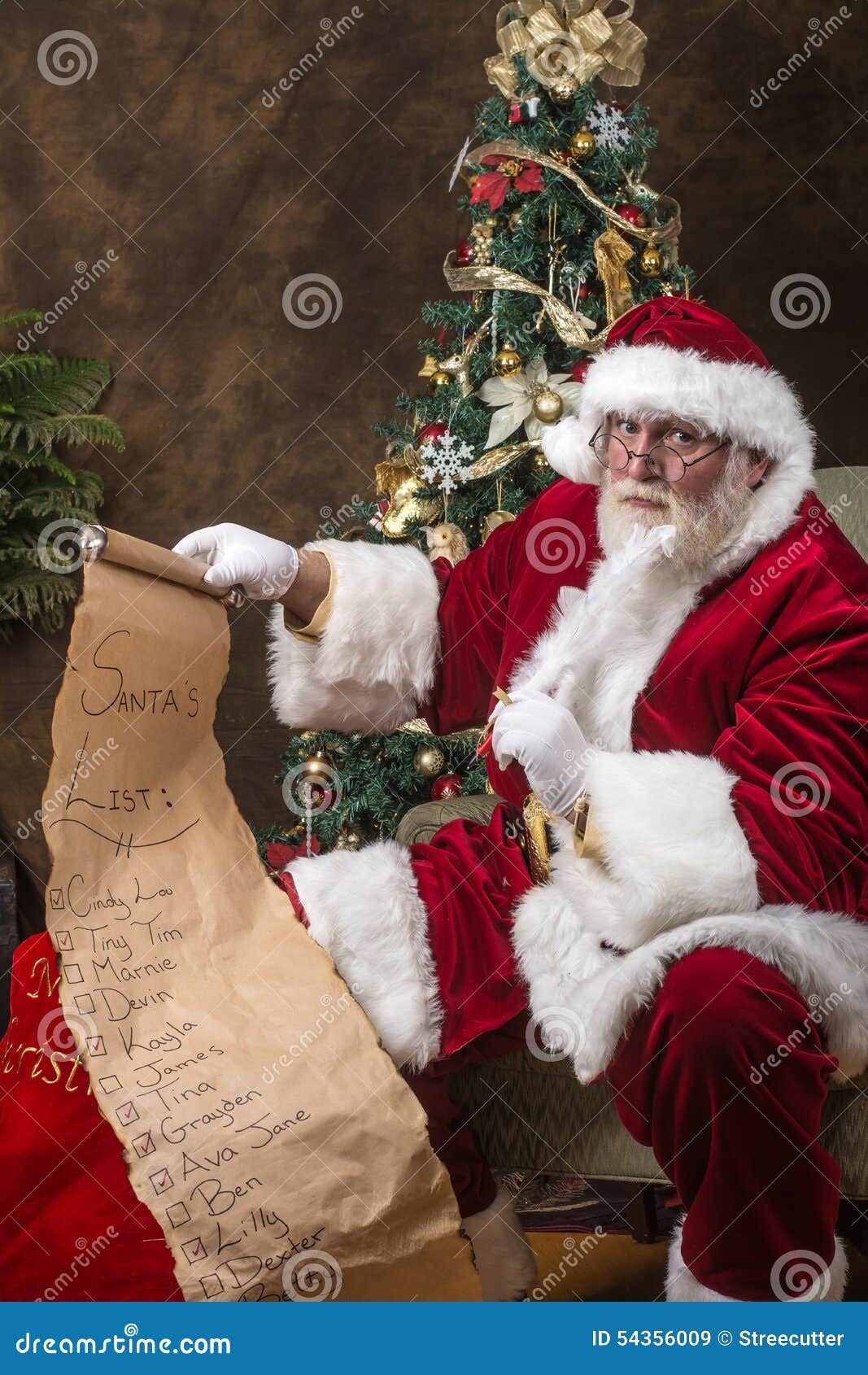 Santa Clause Checking His List Stock Image Image of girls, boys 54356009