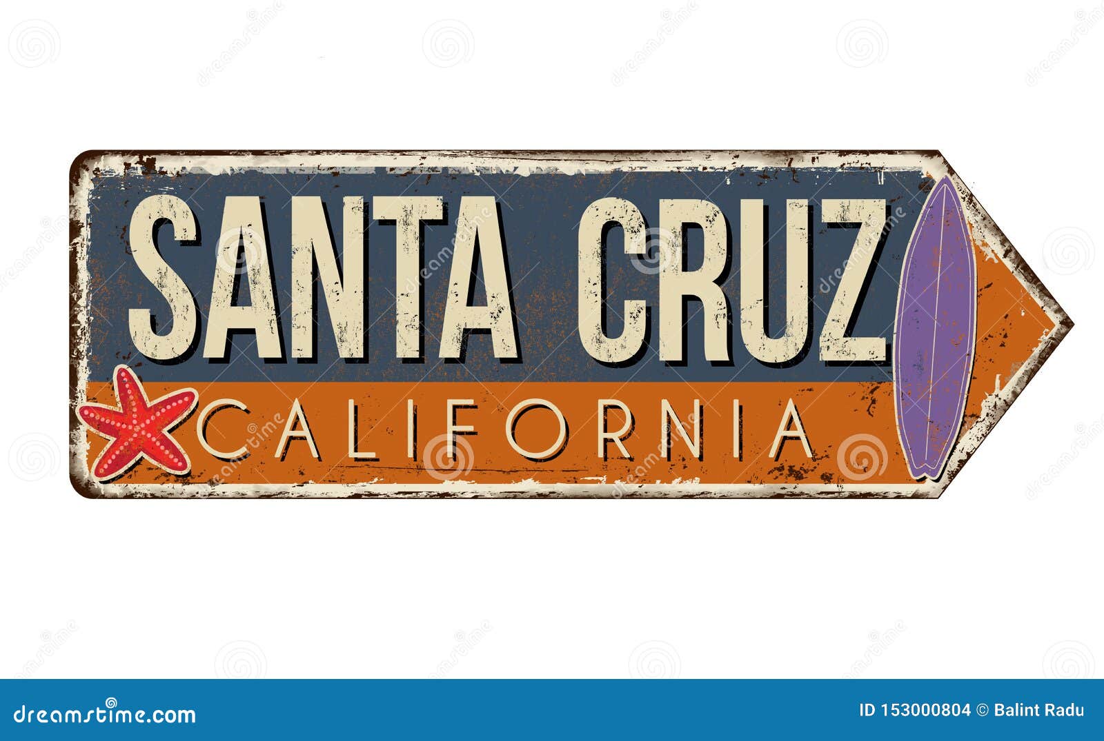 Santa Cruz Vintage Rusty Metal Sign Vector Illustration Cartoondealer