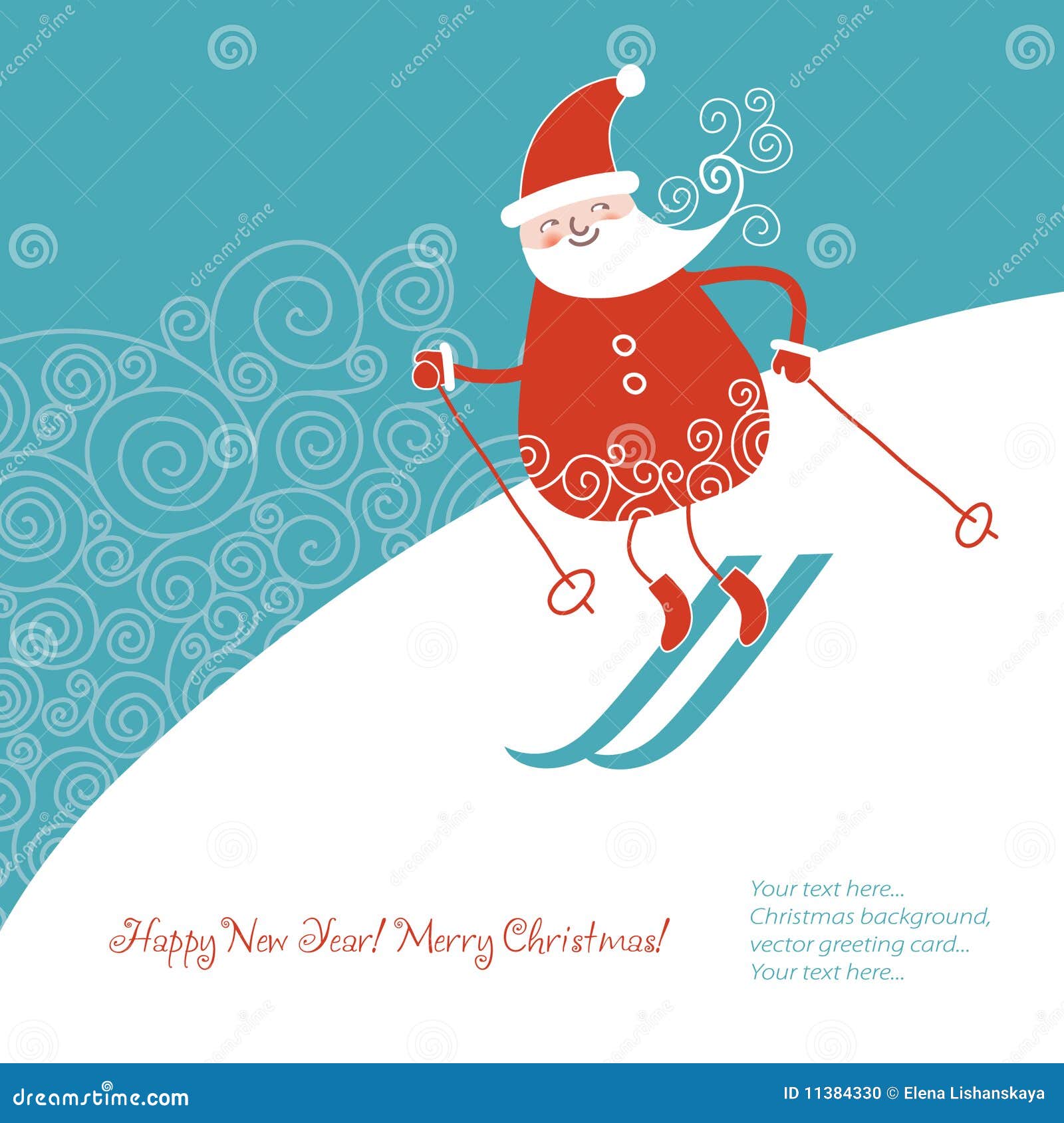 Santa go alpine skis stock vector. Illustration of season - 11384330