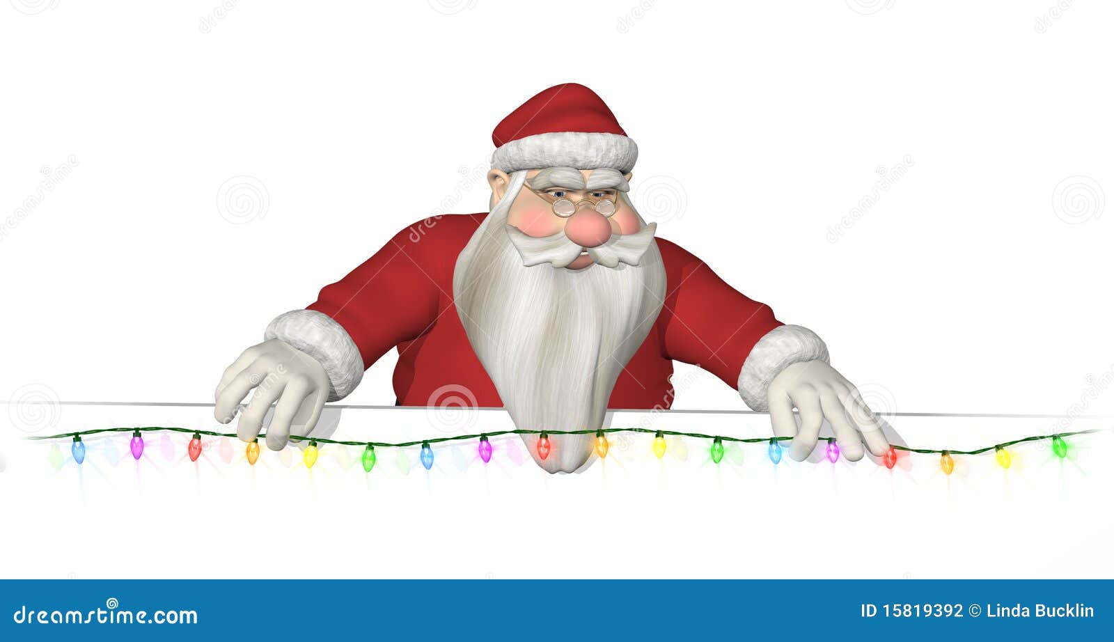 Santa Hangs Lights Across a Border Stock Illustration Illustration of