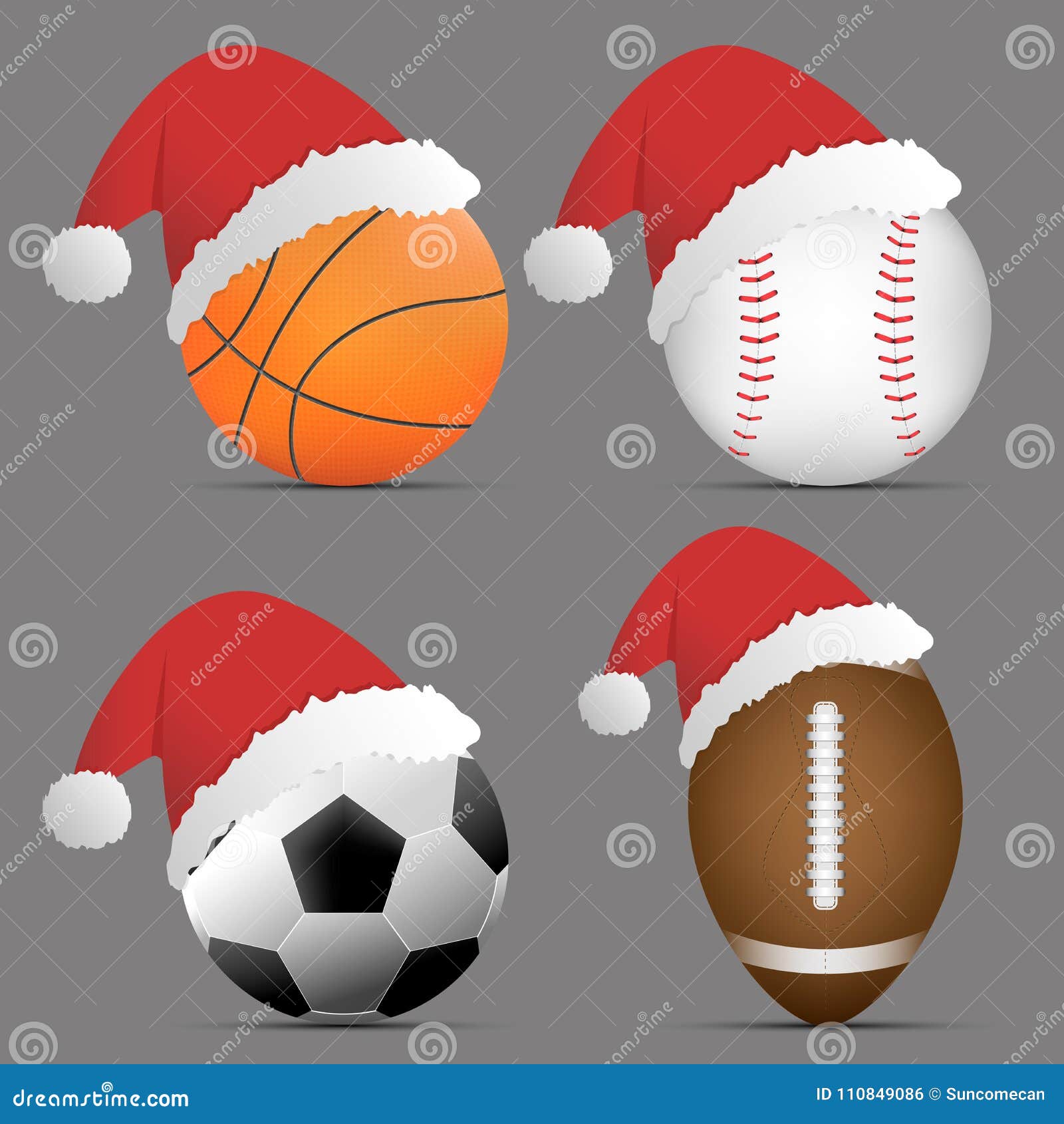 Santa Hat with Basketball and Football or Soccer and Rugby or American ...