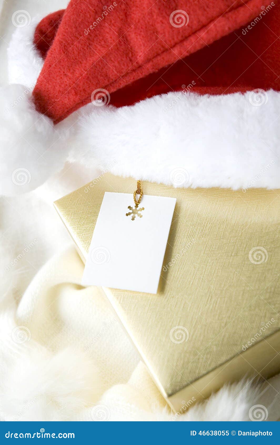 Santa hat on gift box stock image. Image of greeting 46638055