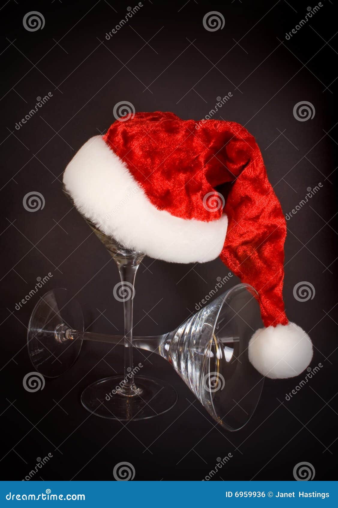 Santa Hat on Martini Glass stock photo. Image of festive 6959936