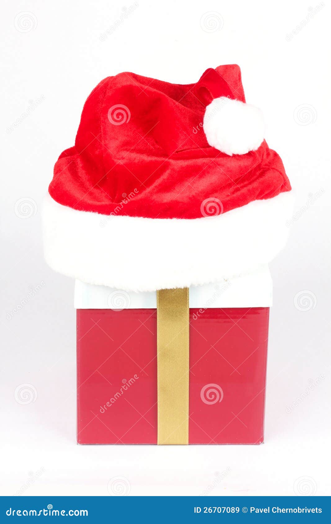 Santa hat on present box stock image. Image of closeup 26707089