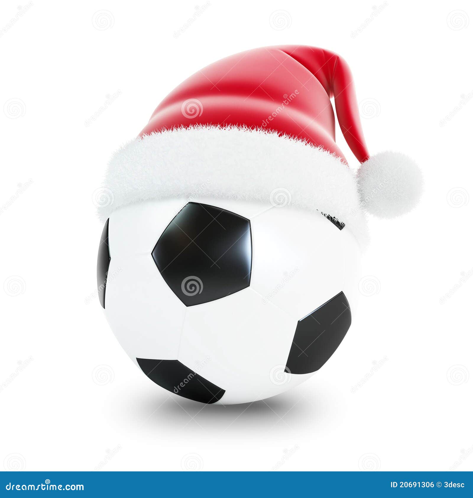 Santa hat soccer ball stock illustration. Illustration of football
