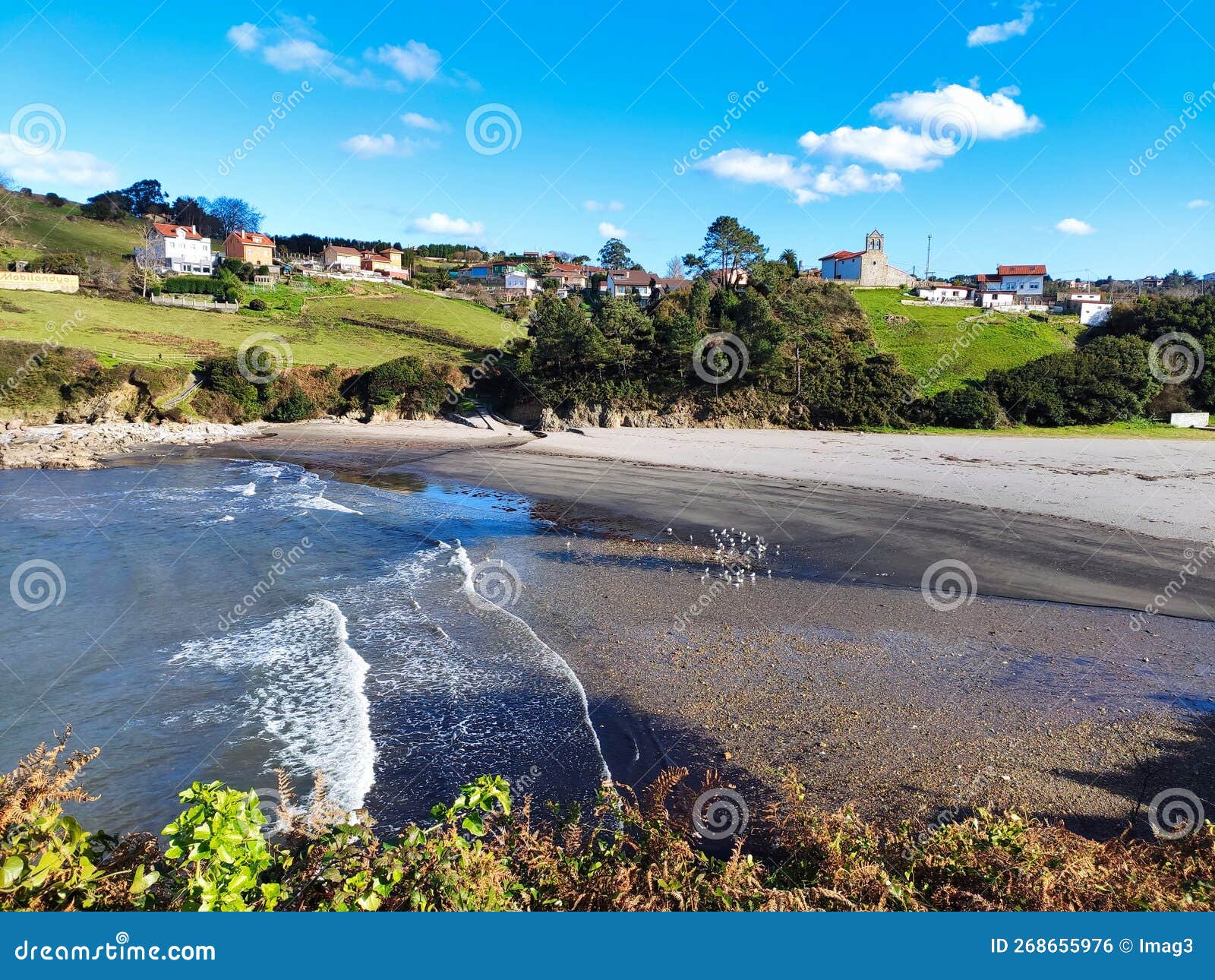 santa maria del mar beach and village, catrillon municipality, asturias, spain