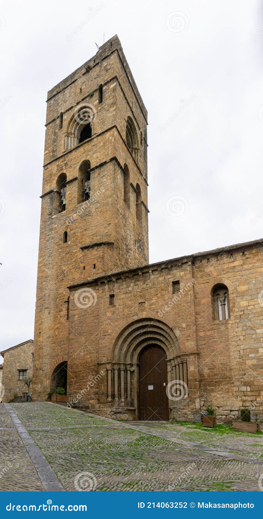 the santa maria parroquial church in ainsa in the spanish pyrenees