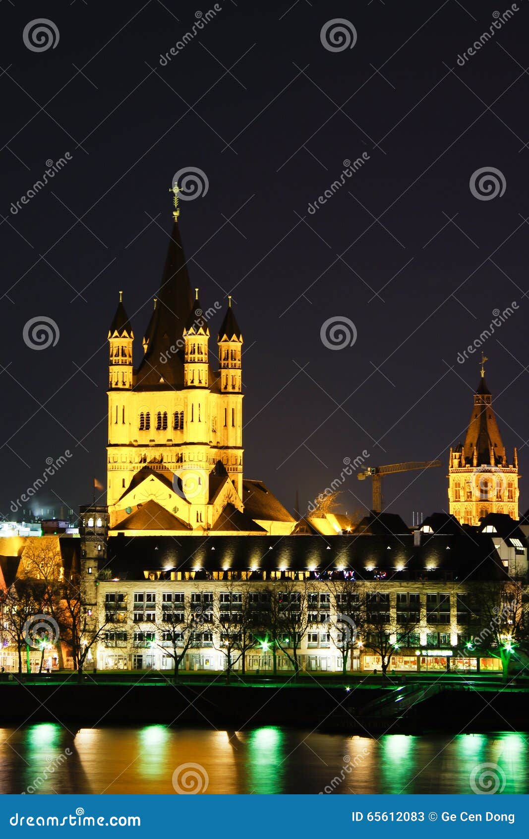 Santa Martin Church aside of the Rhine River in Cologne Germany Europe