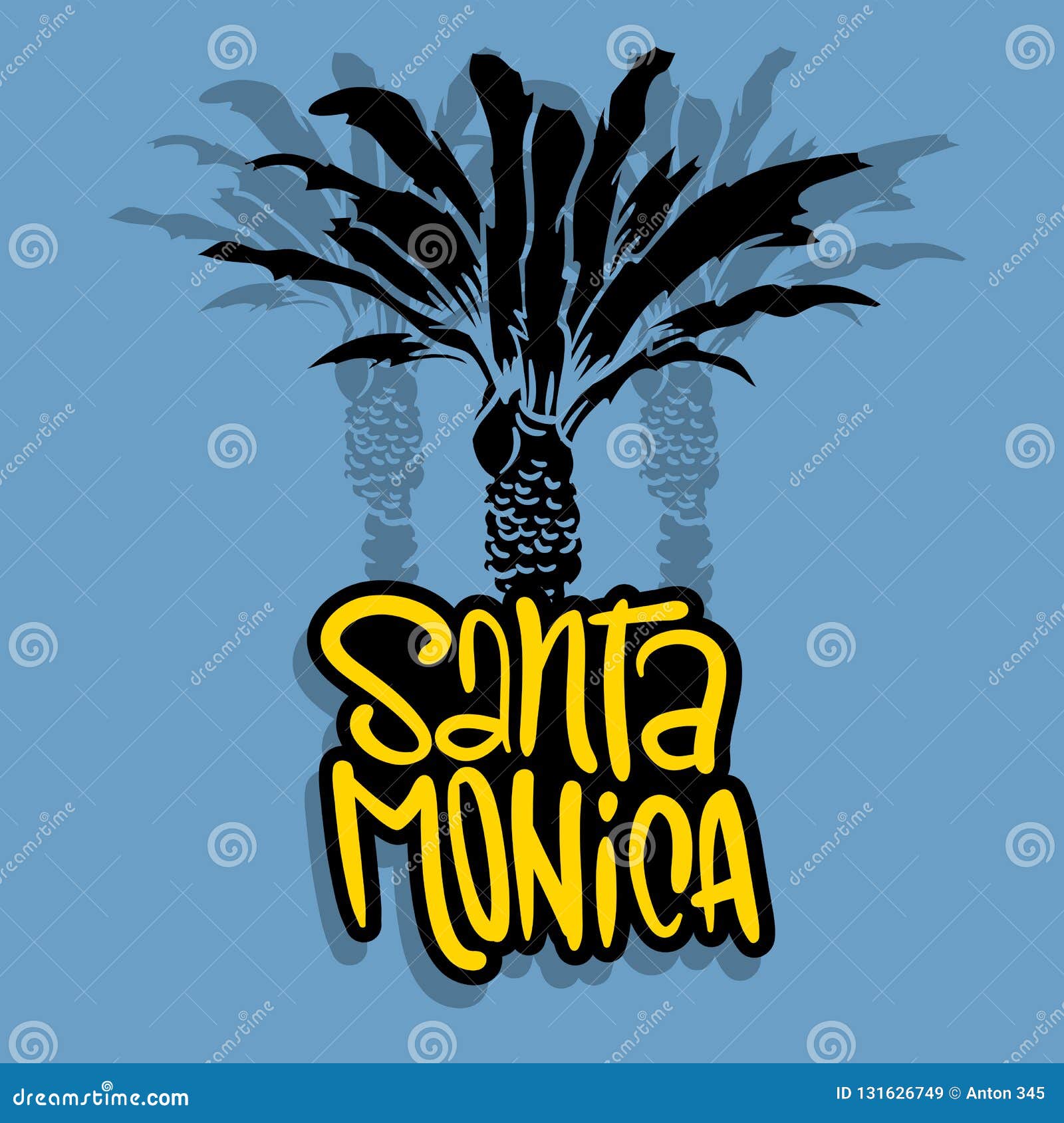 Santa Monica California Design With Palm-Bomen Logo Sign Label voor de t-shirt of de Vlieger Vecto van Bevorderingsadvertenties v. Santa Monica California Design With Palm-Bomen Logo Sign Label voor de t-shirt of de sticker de Vector van de Affichevlieger van Bevorderingsadvertenties