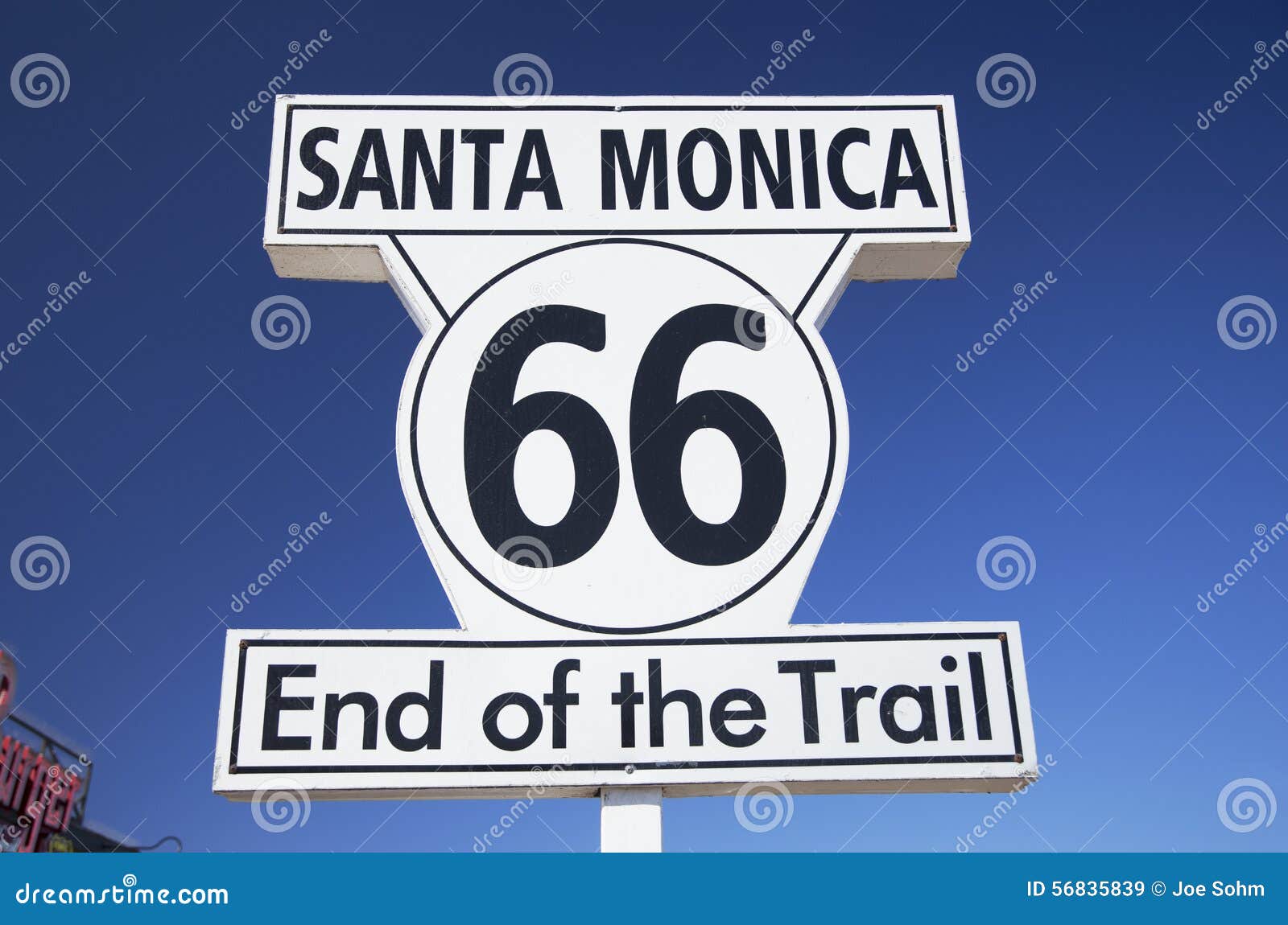 santa monica, california, usa 5/2/2015, route 66 sign santa monica pier, end of famous route 66 highway from chicago