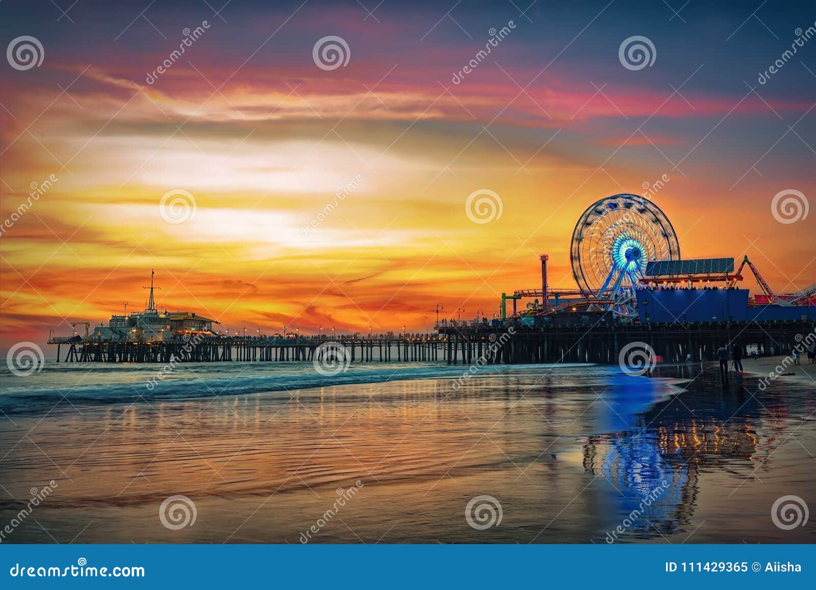The Santa Monica Pier at Sunset Editorial Image Image of ocean