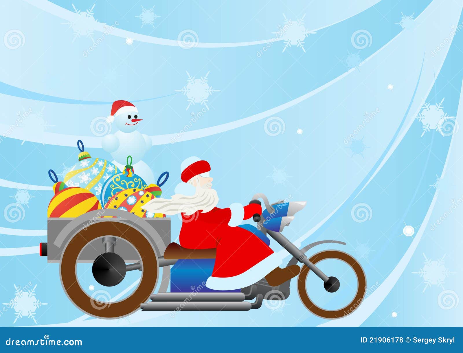 Santa on a motorcycle stock vector. Illustration of background 21906178