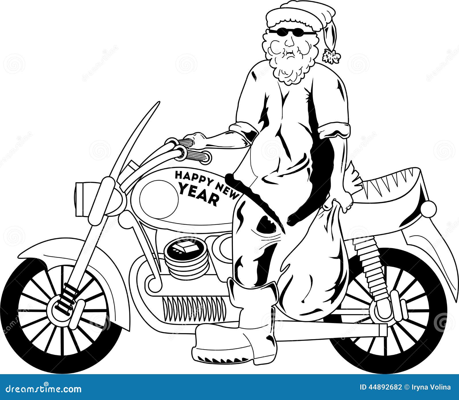 Santa with motorcycle stock vector. Illustration of motorcycle 44892682