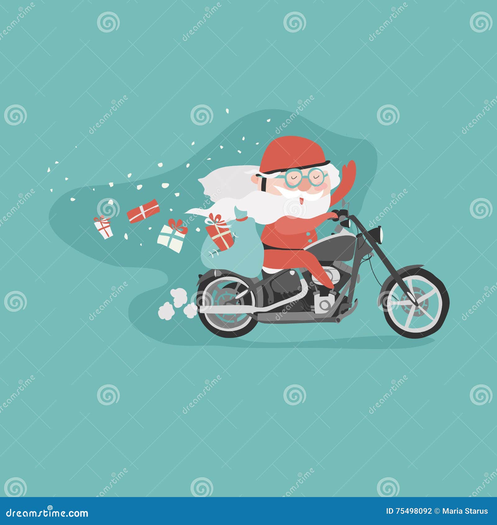Santa on a motorcycle stock vector. Illustration of greeting 75498092