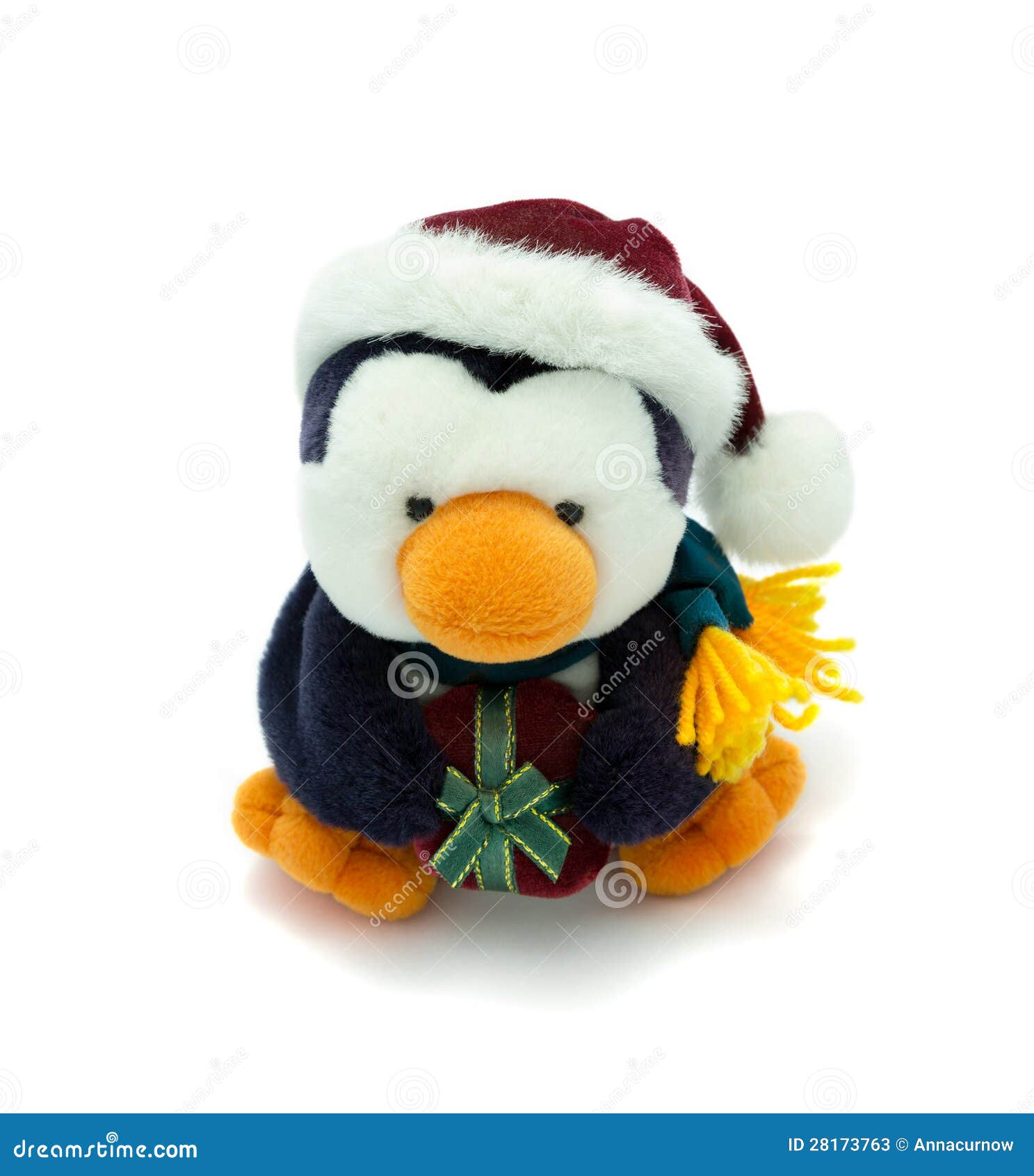 Santa Penguin with Present. Stock Image - Image of festive, present