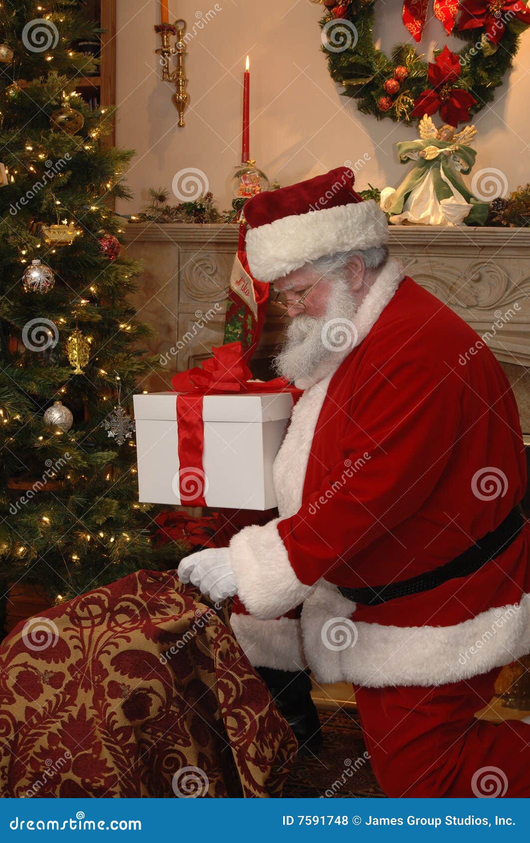 santa placing a gift