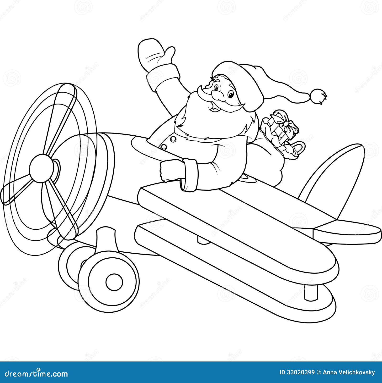 Download Santa On The Plane Coloring Page Stock Vector ...