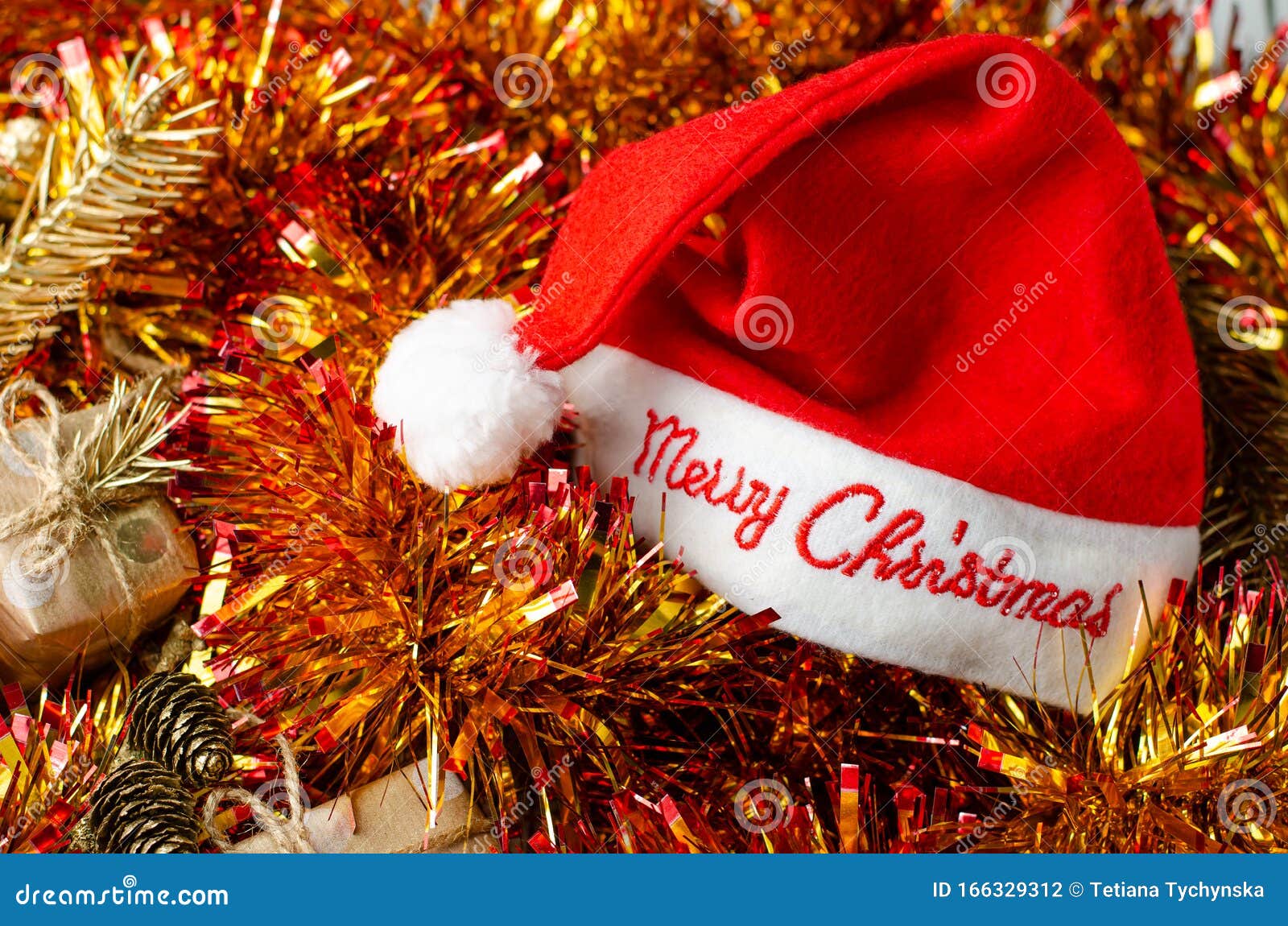 Download Santa Red Hat. Christmas Composition. Greeting Card Stock ...