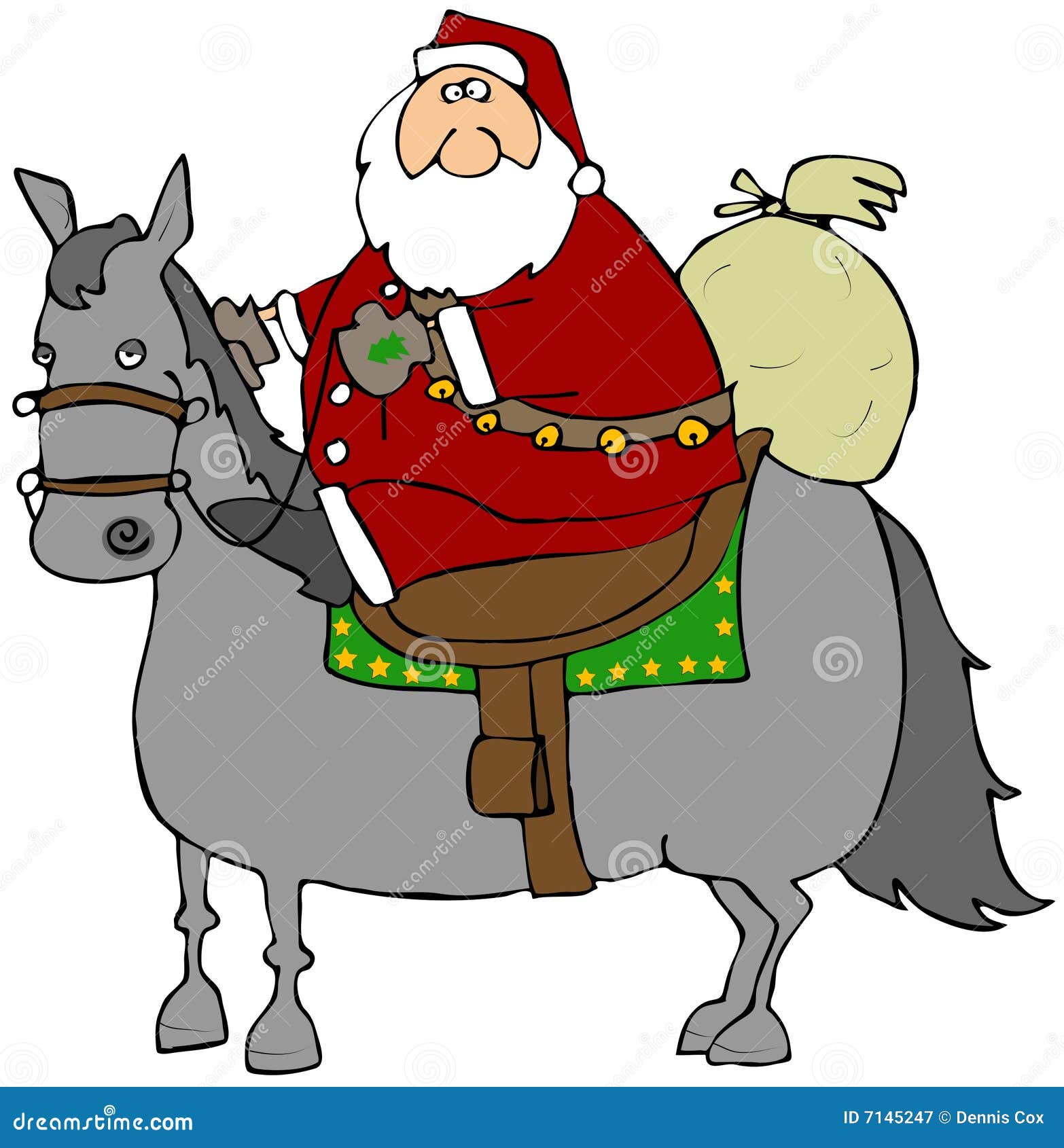 Santa Riding a Horse stock illustration. Illustration of reign 7145247