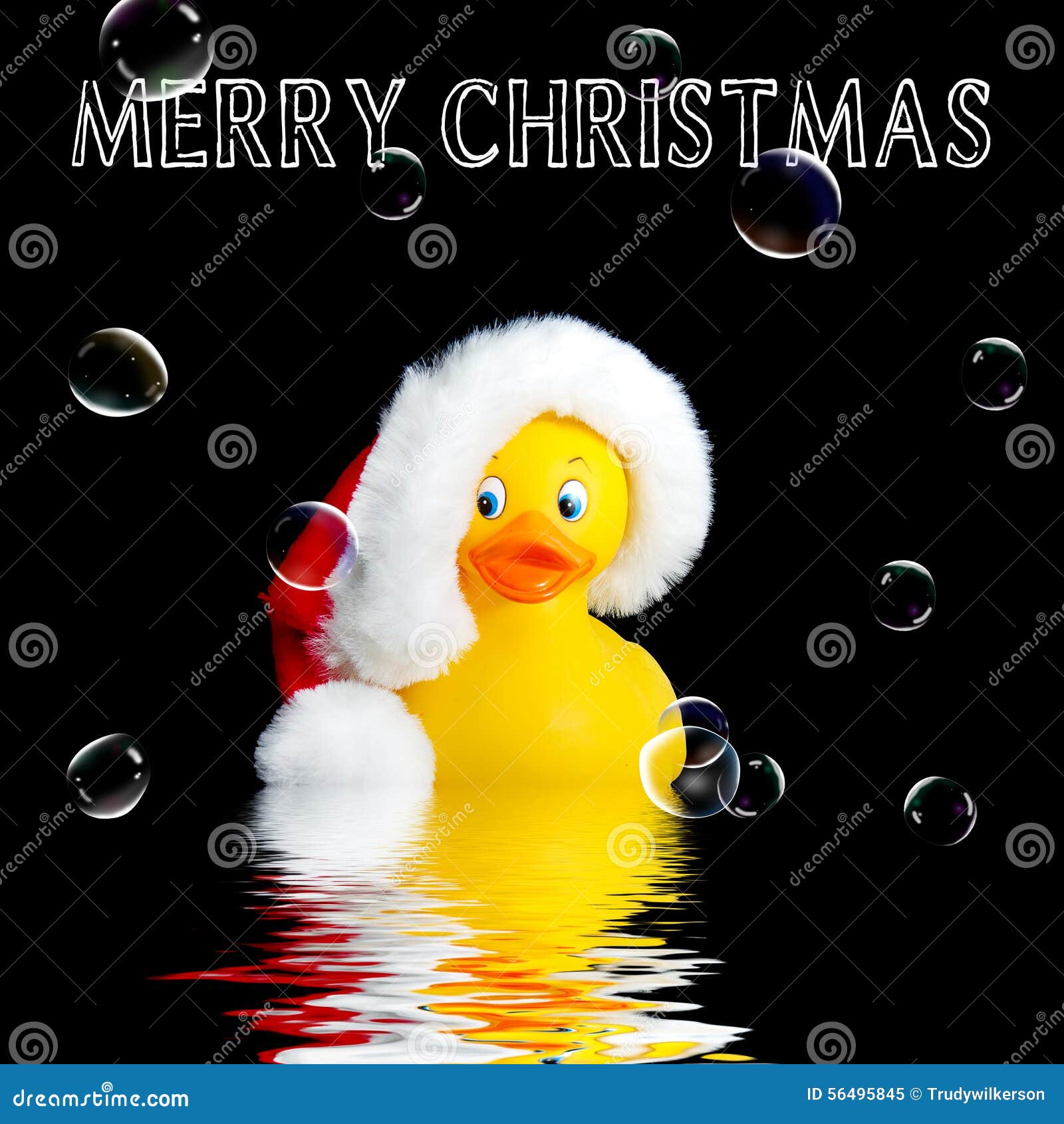Santa Rubber Duck Christmas Background Stock Illustrationer