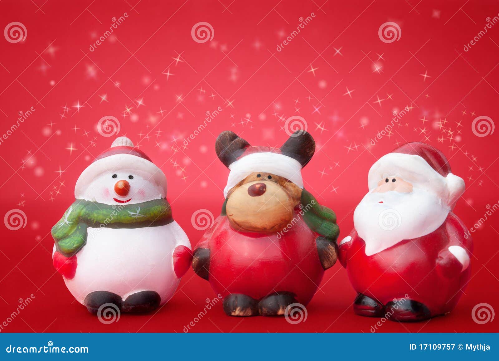 Santa, Rudolph and Snowman stock image. Image of ornamental - 17109757