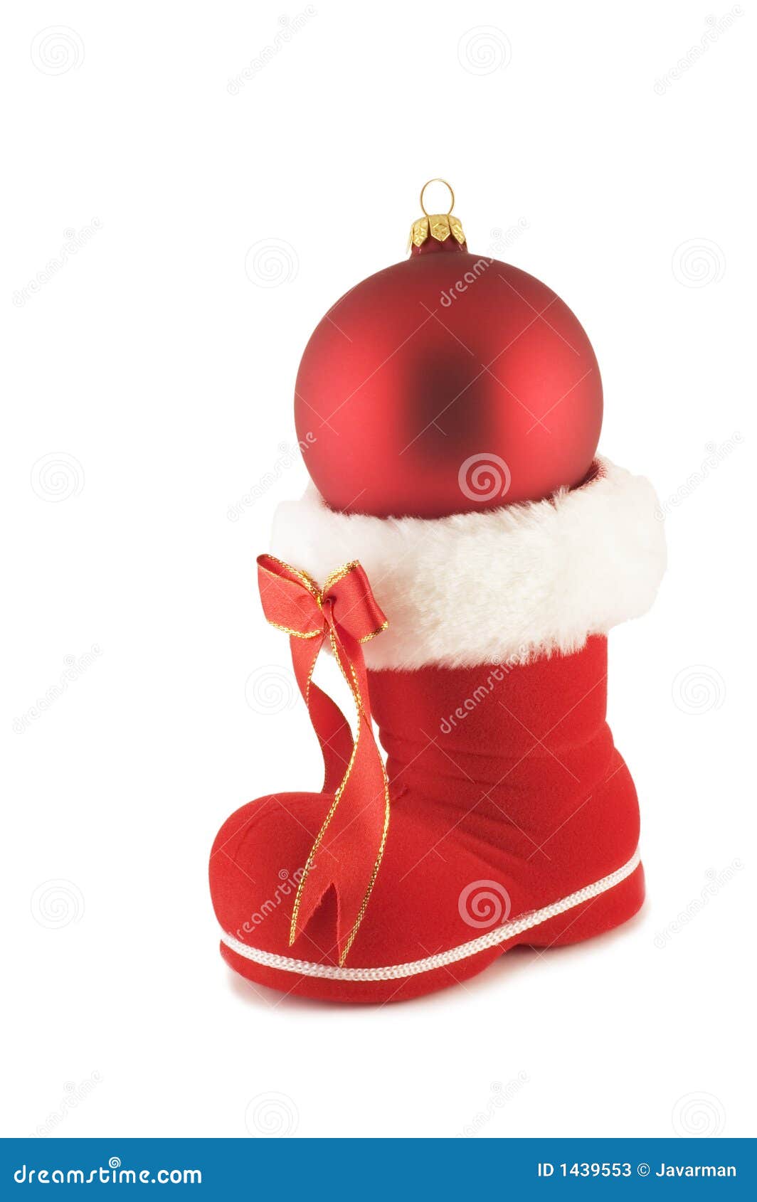 Santa S Boot with Christmas Bauble Stock Image - Image of boot ...