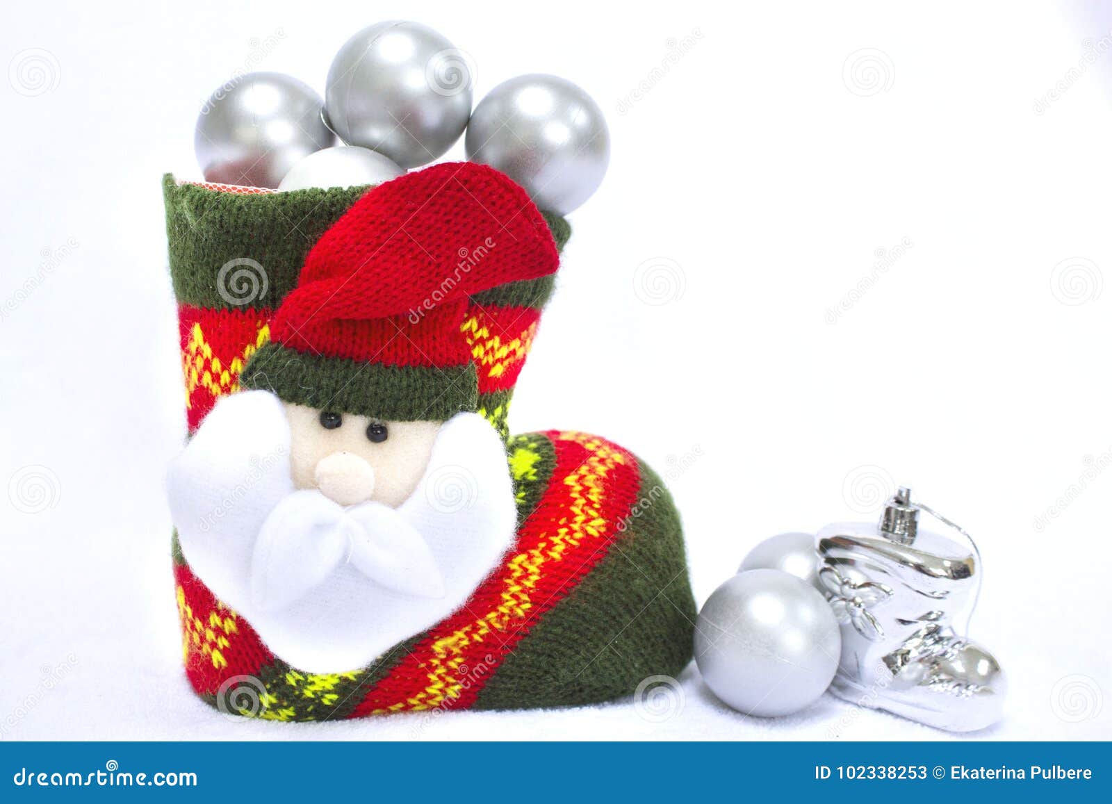 Santa`s boot stock image. Image of brilliant, silver - 102338253