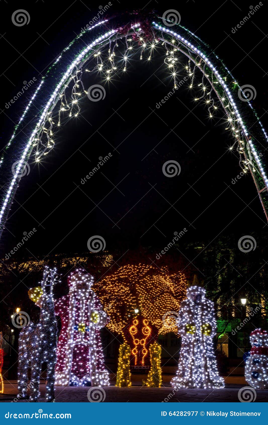 Santa and Snow Withe Under an Arch Stock Image - Image of equipment ...