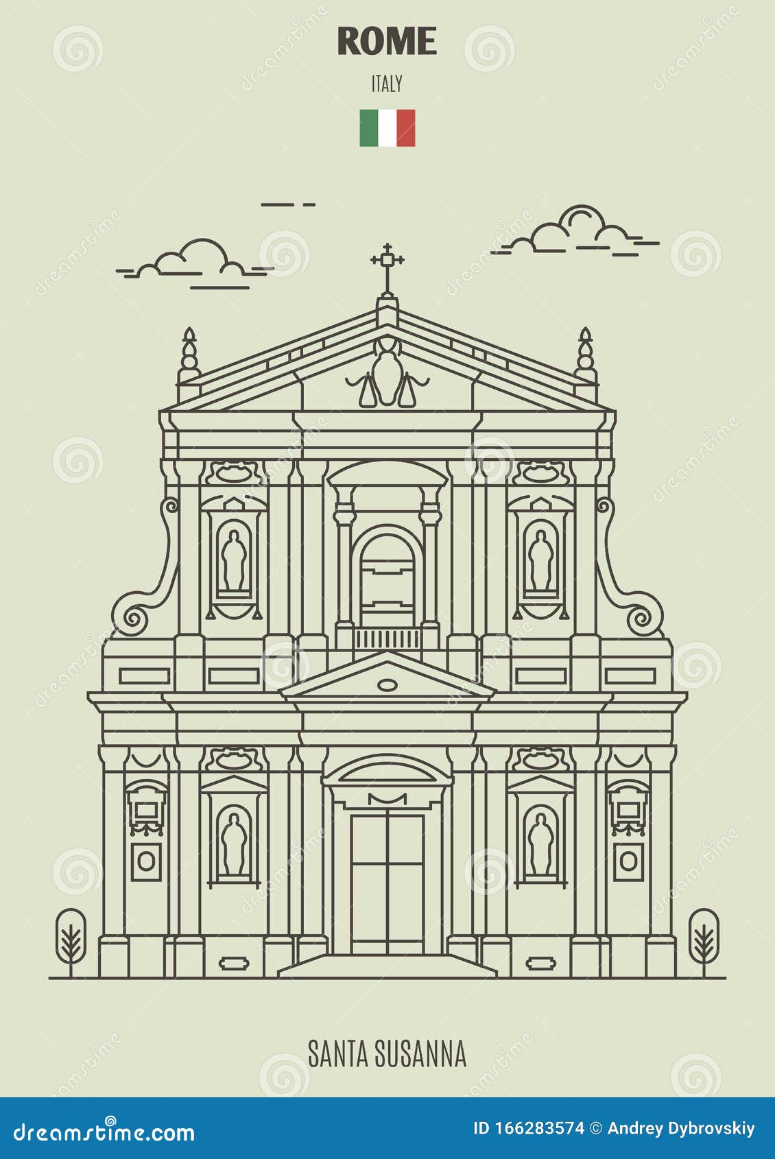 Santa Susanna in Rome, Italy. Landmark Icon Stock Vector - Illustration of  line, church: 166283574