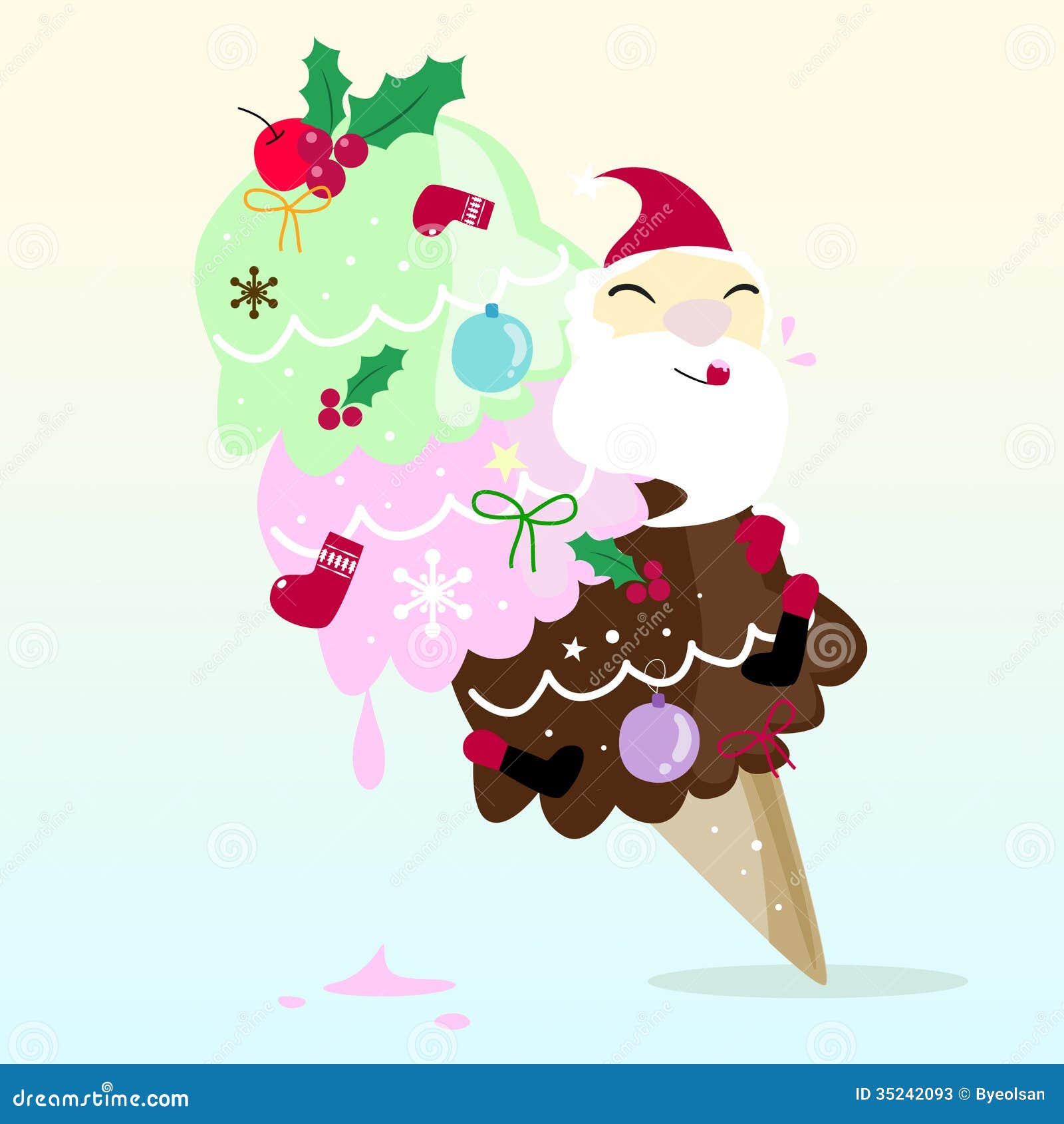 Santa Is Tasting Ice Cream Stock Photos Image 35242093