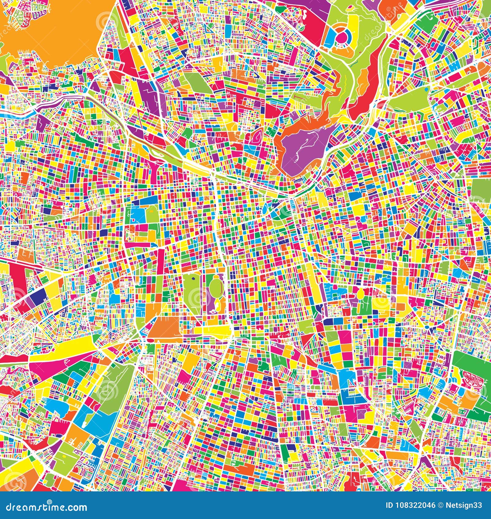 Santiago, Chile, Mapa Colorido Del Vector Ilustración del Vector