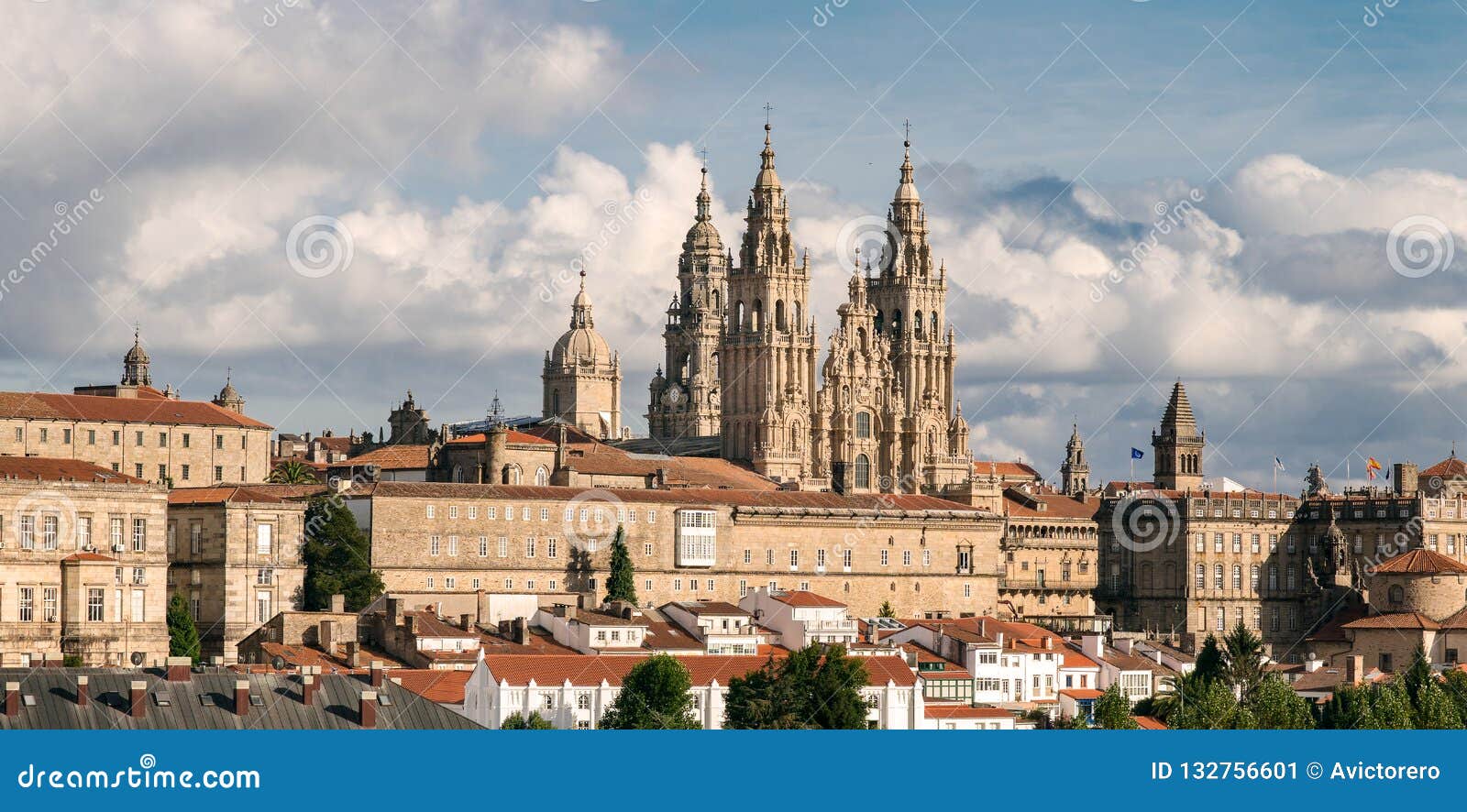 santiago de compostela view and amazing cathedral of santiago de compostela with the new restored facade