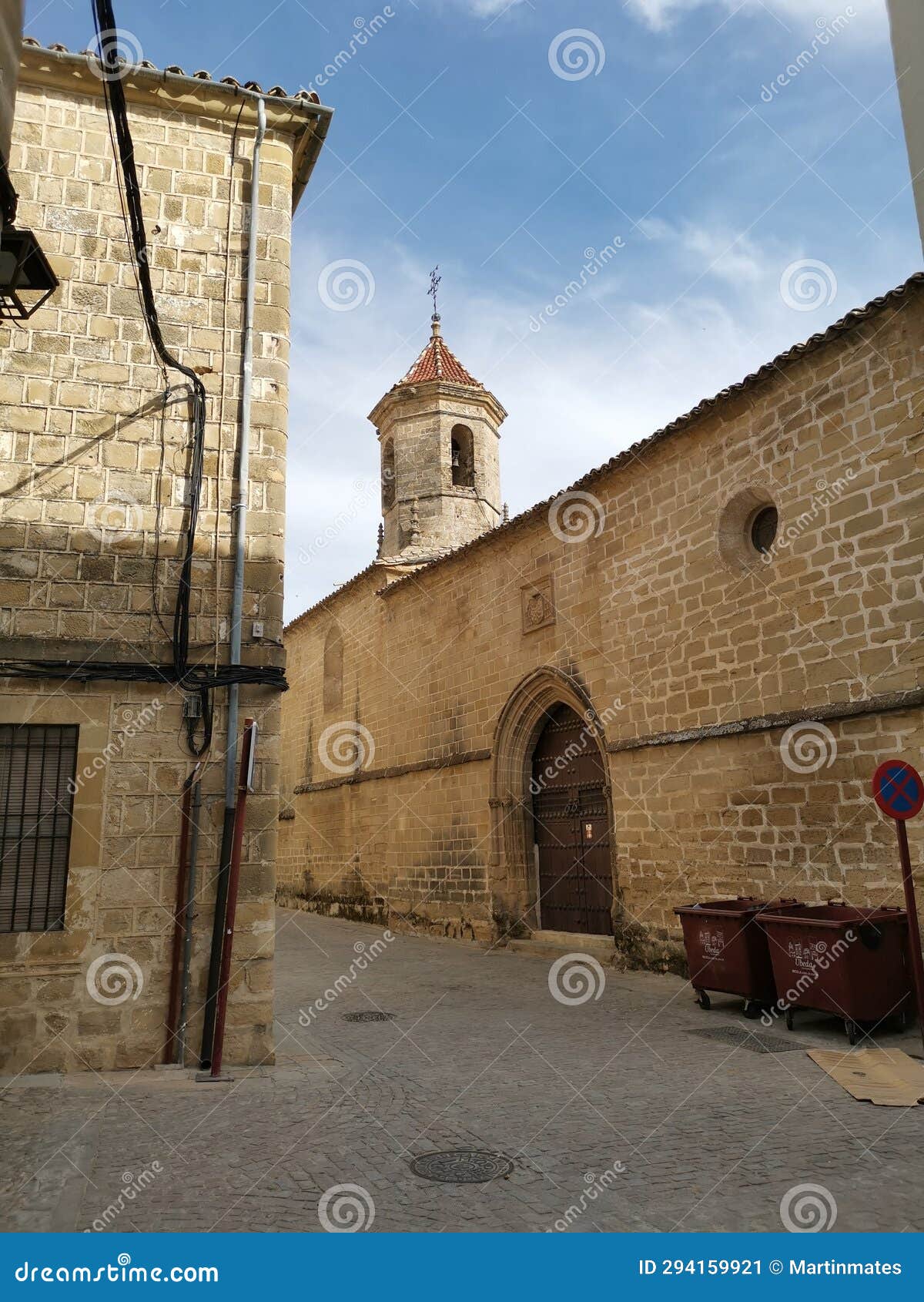 the santo domingo church tower, view from a side street, ubeda, andalucÃ­a, spain
