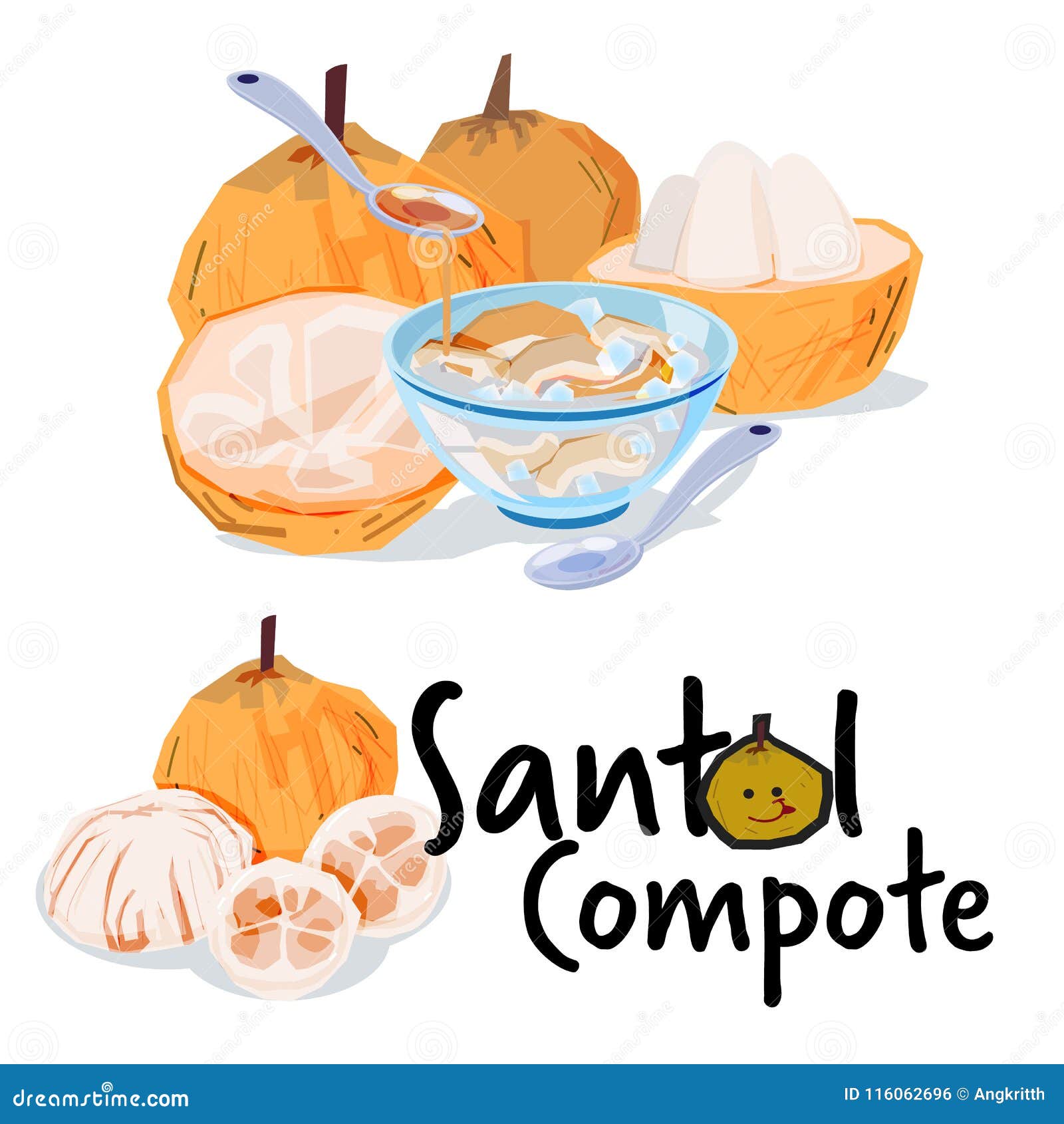 Santol Compote, Santol Fruit. Tropical Fruit Concept Vector Stock
