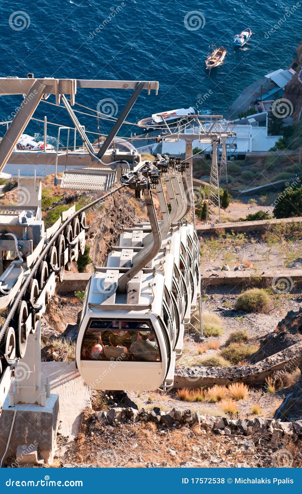 Santorini cable car stock photo. Image of lift, traveling 17572538