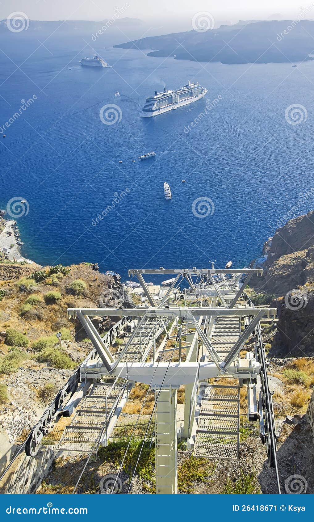 Santorini Cable Car, Santorini Stock Image Image of caldera, kameni