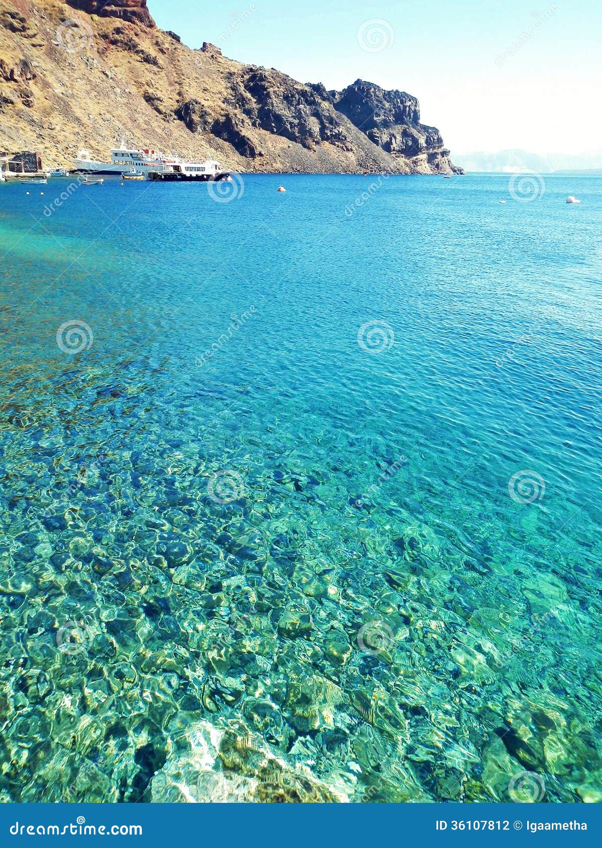 Santorini Sea stock photo. Image of clear, europe, santorini 36107812