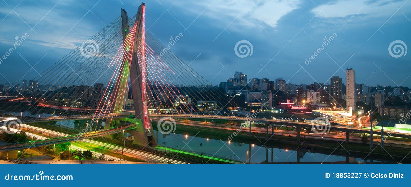 sao paulo city bridge at night