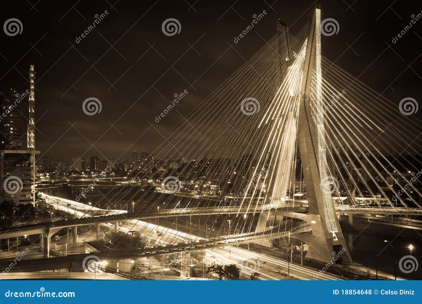 sao paulo city bridge at night