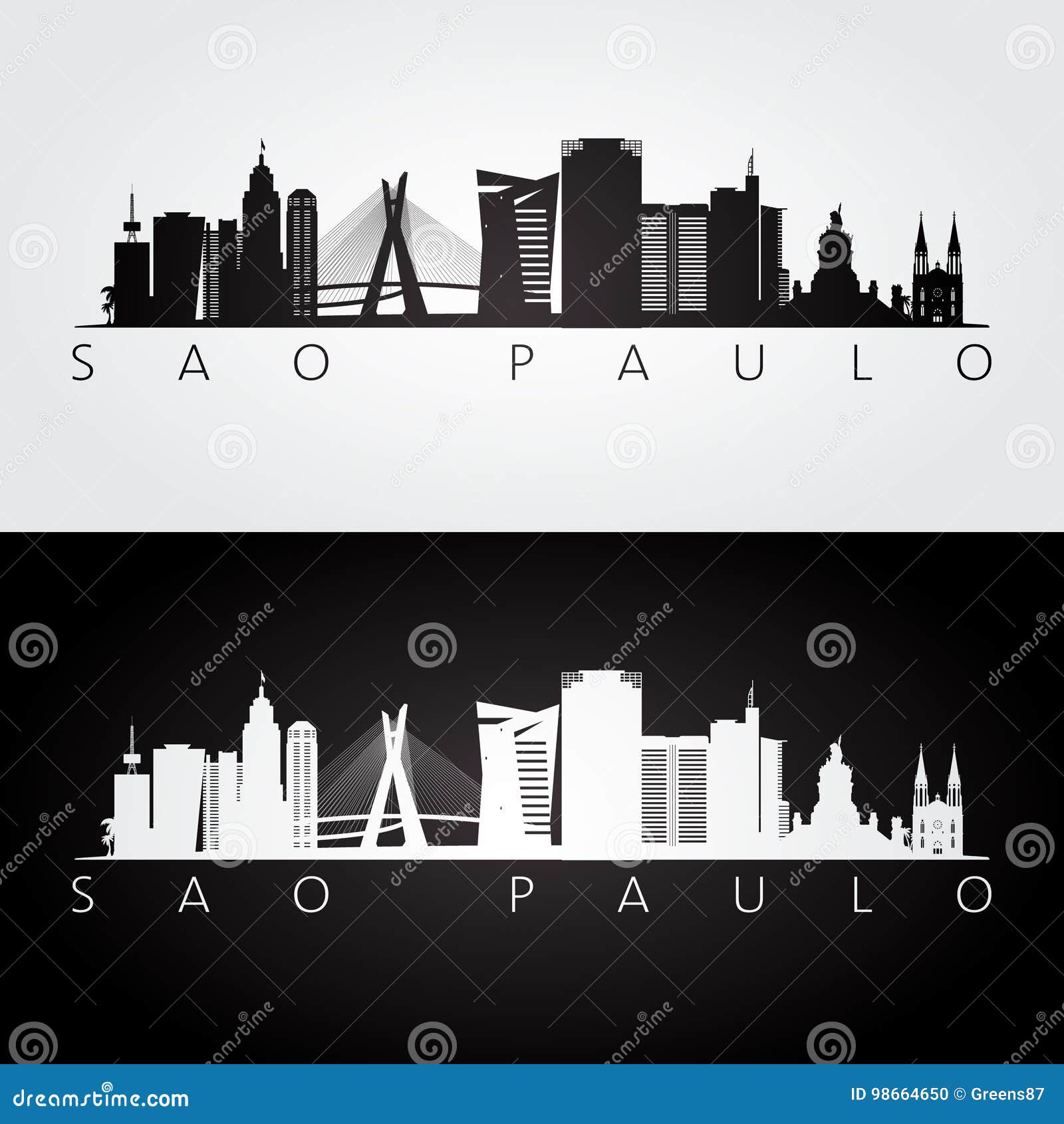 sao paulo skyline and landmarks silhouette