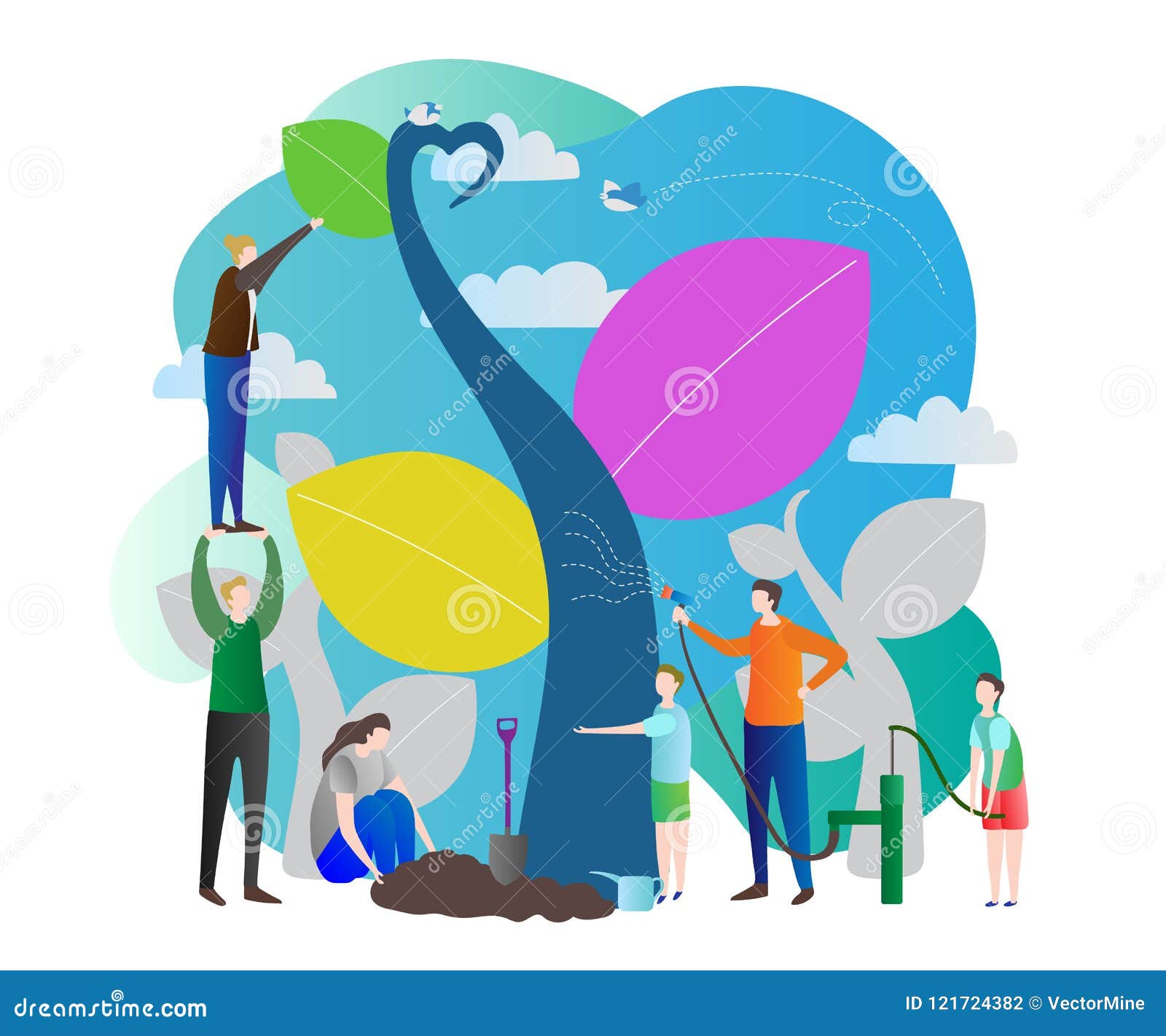 Sapling Vector Illustration with Nurturing Nature, World Ecology Care