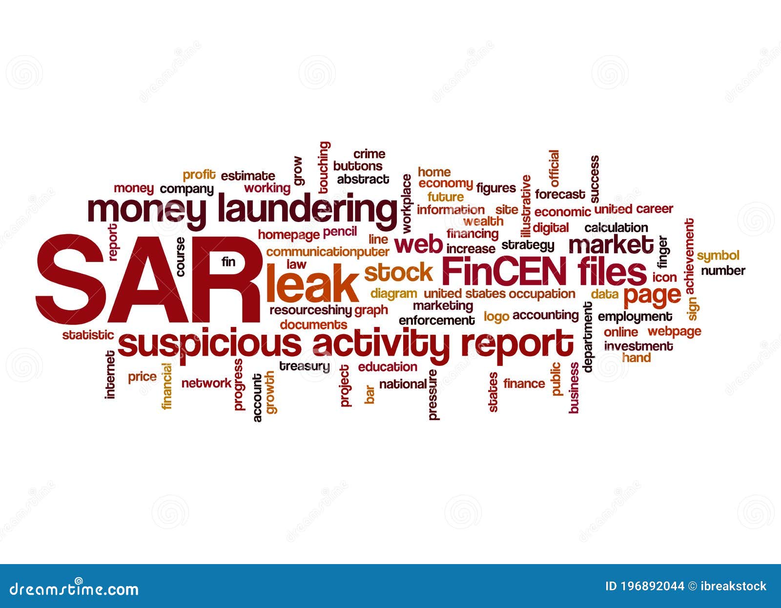 SAR Suspicious Activity Report Word Cloud Concept Isolated on White