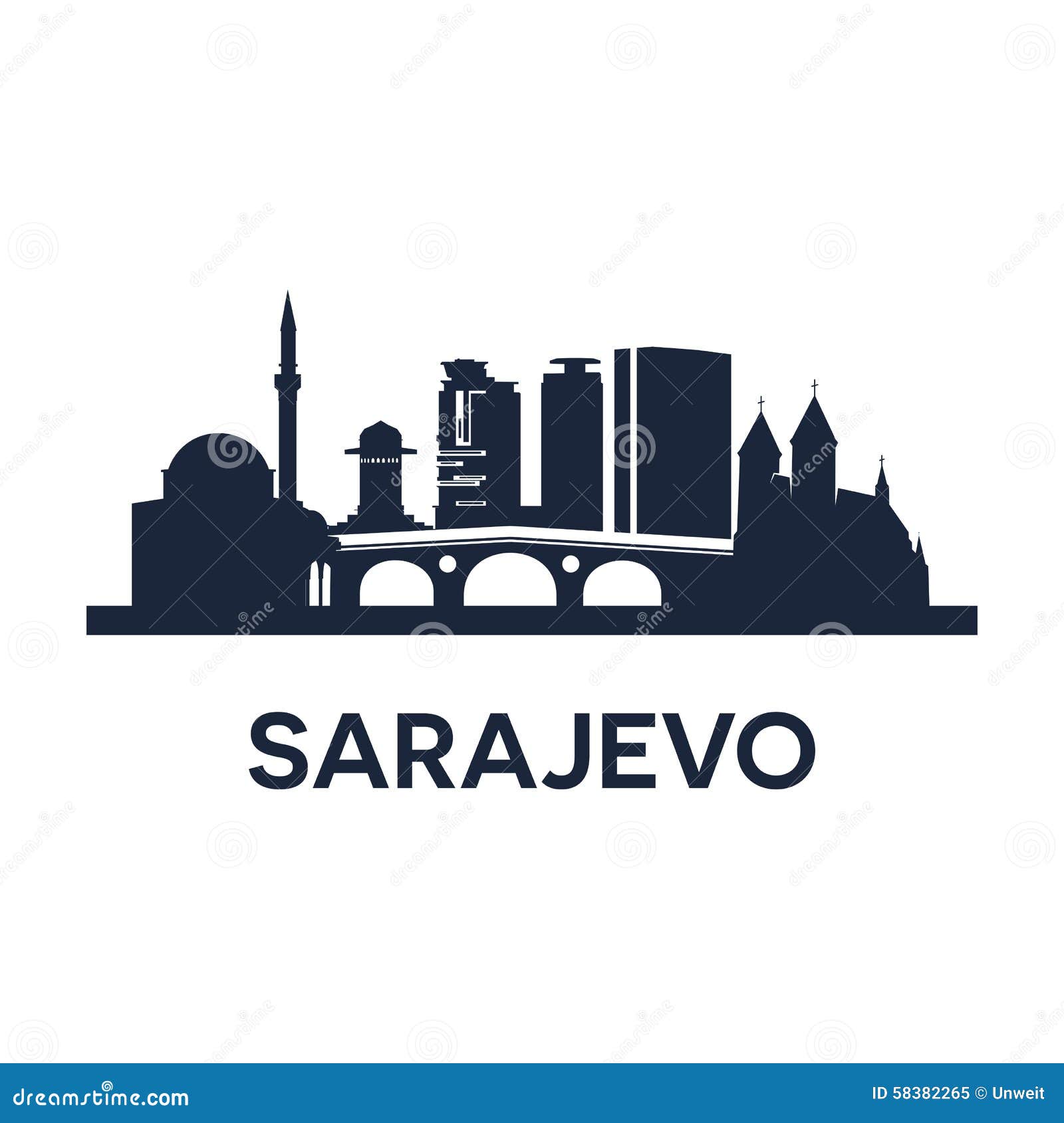 Sarajevo Emblem stock vector. Illustration of panoramic 58382265