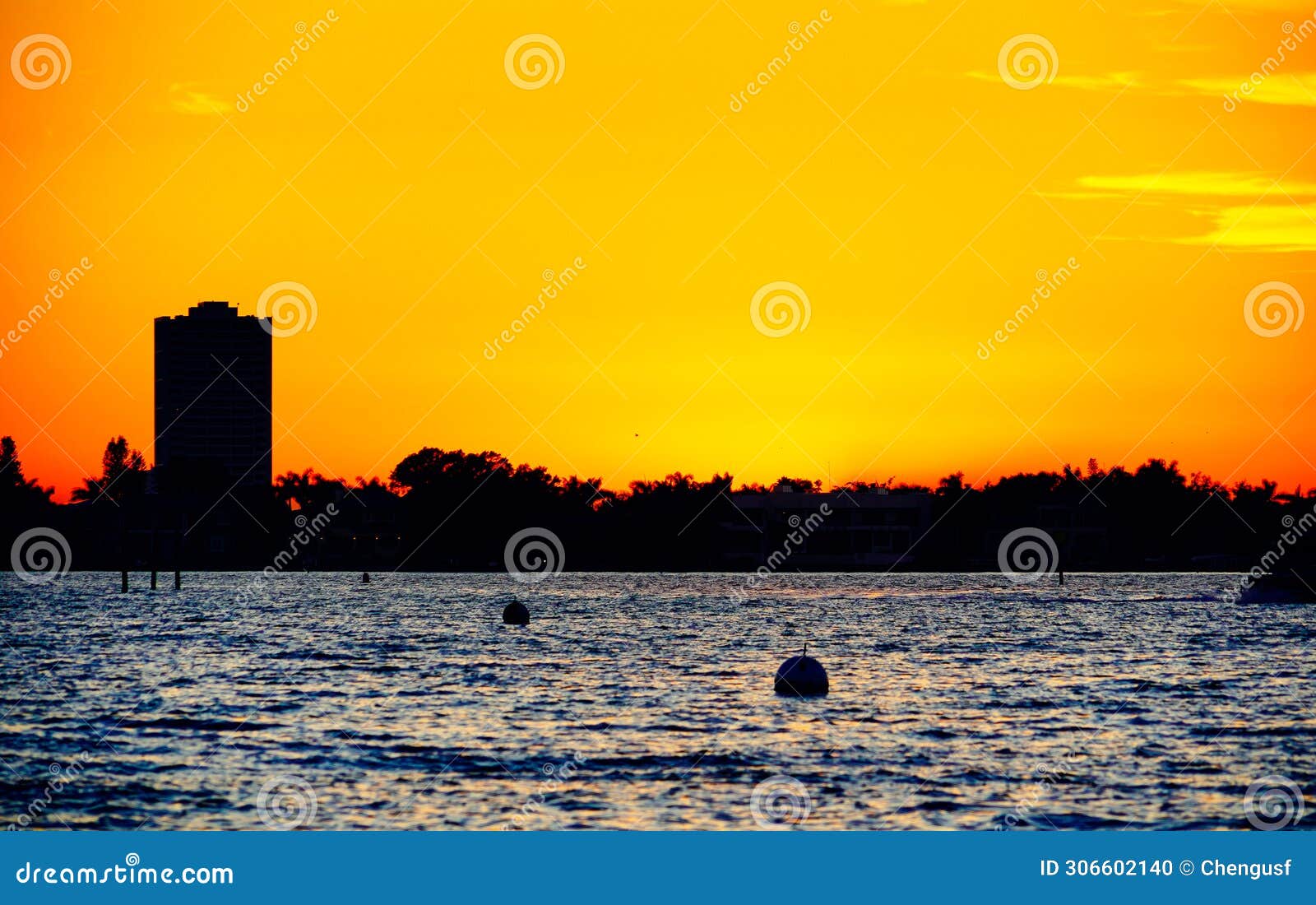 sarasota bay harbor and bay front sun set landscape