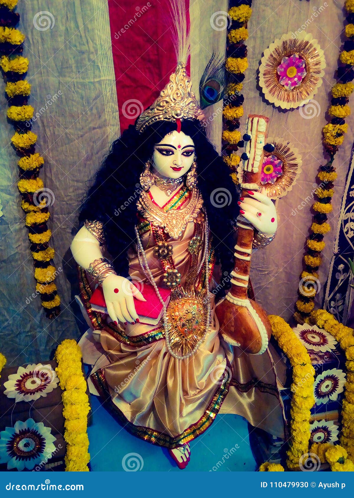 Saraswati Devi stock photo. Image of indian, devi, knowledge ...