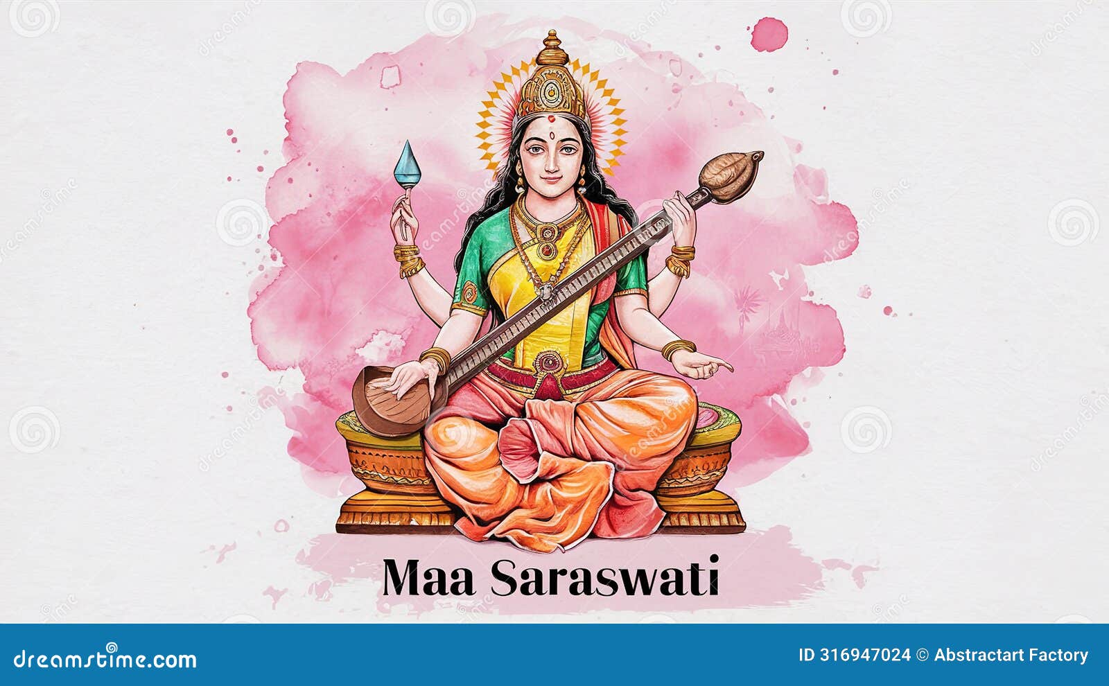 saraswati puja,  of goddess of wisdom saraswati for vasant panchami. generative ai