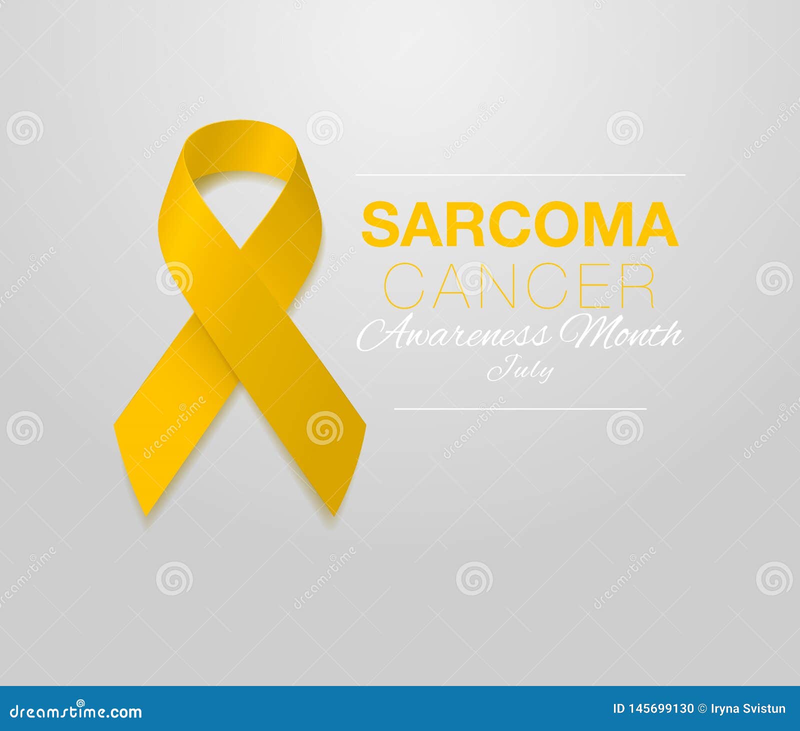 Yellow ribbon vector illustration. Symbol of suicide prevention,  endometriosis and bone cancer. Isolated on white background. Stock Vector