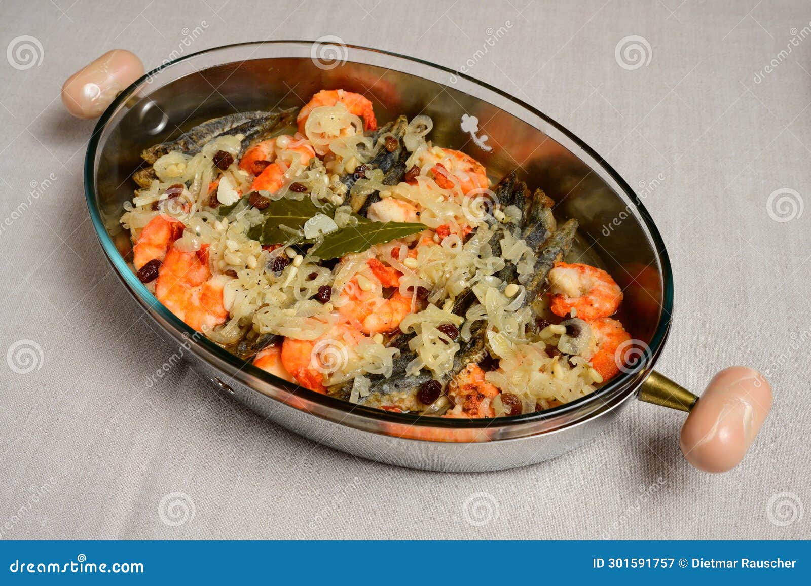 sarde e gamberi in saor, venetian marinated shrimps and sardines