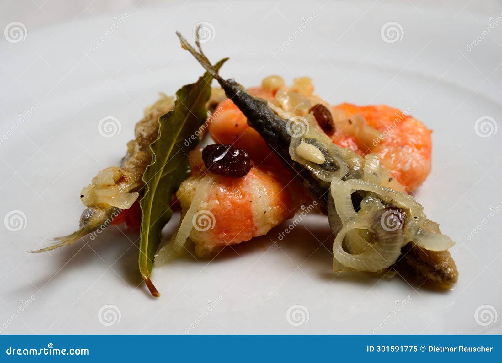 sarde e gamberi in saor, venetian marinated shrimps and sardines