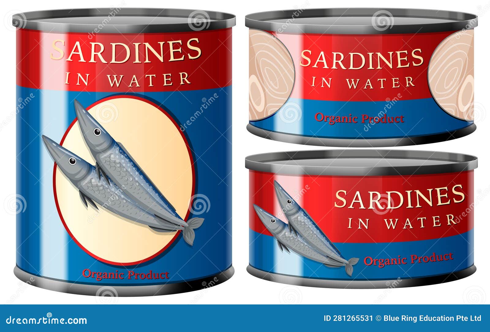 Sardines Fish in Tin Can Collection Stock Vector Illustration of